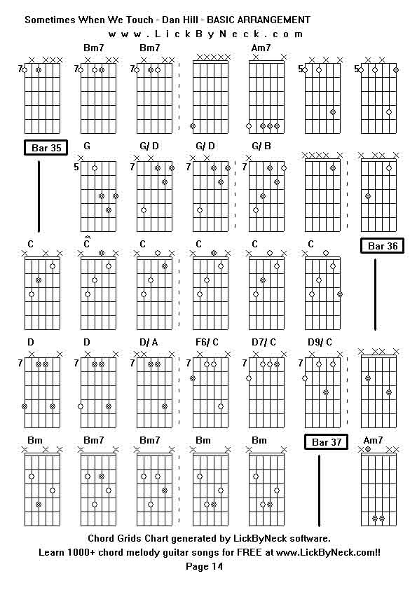 Chord Grids Chart of chord melody fingerstyle guitar song-Sometimes When We Touch - Dan Hill - BASIC ARRANGEMENT,generated by LickByNeck software.